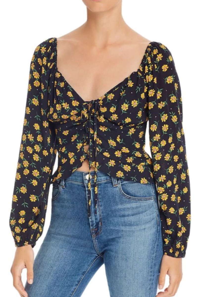 LUCY LACE UP FLOWER TOP